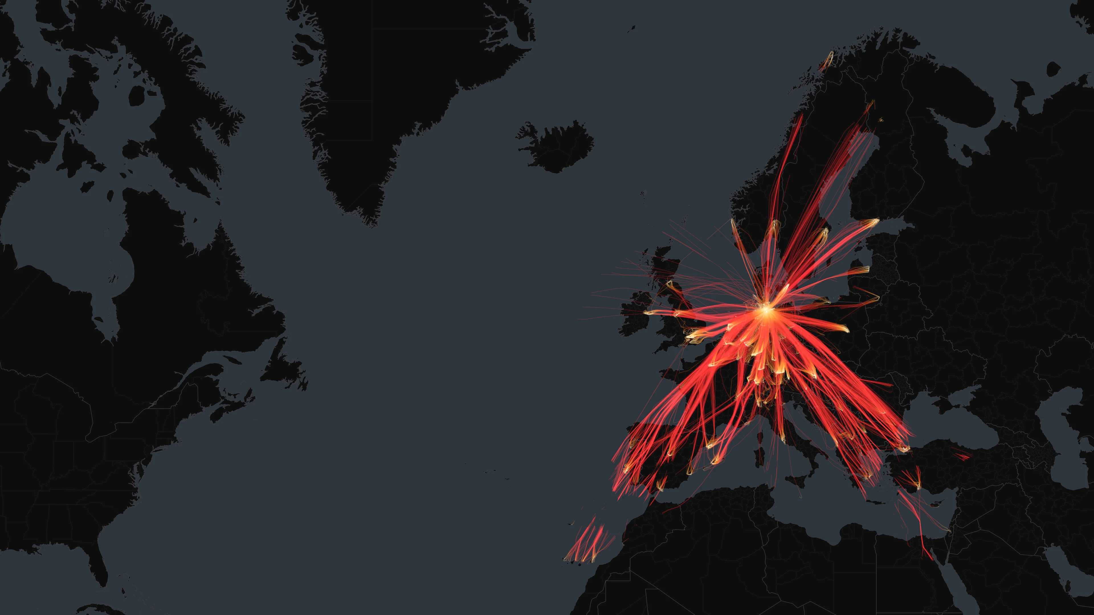 HAM flight trails on a state-border basemap