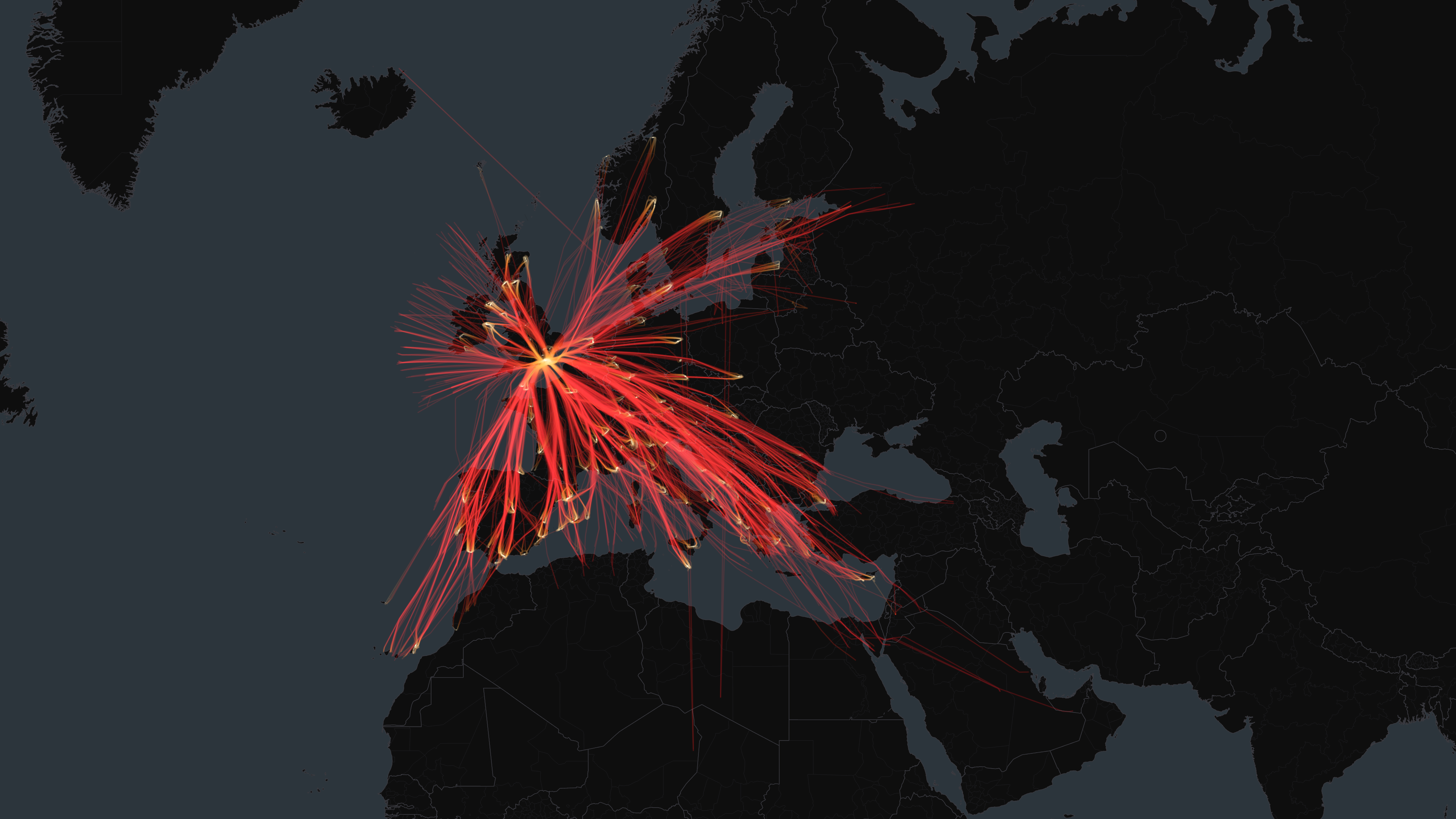LGW flight trails on a state-border basemap