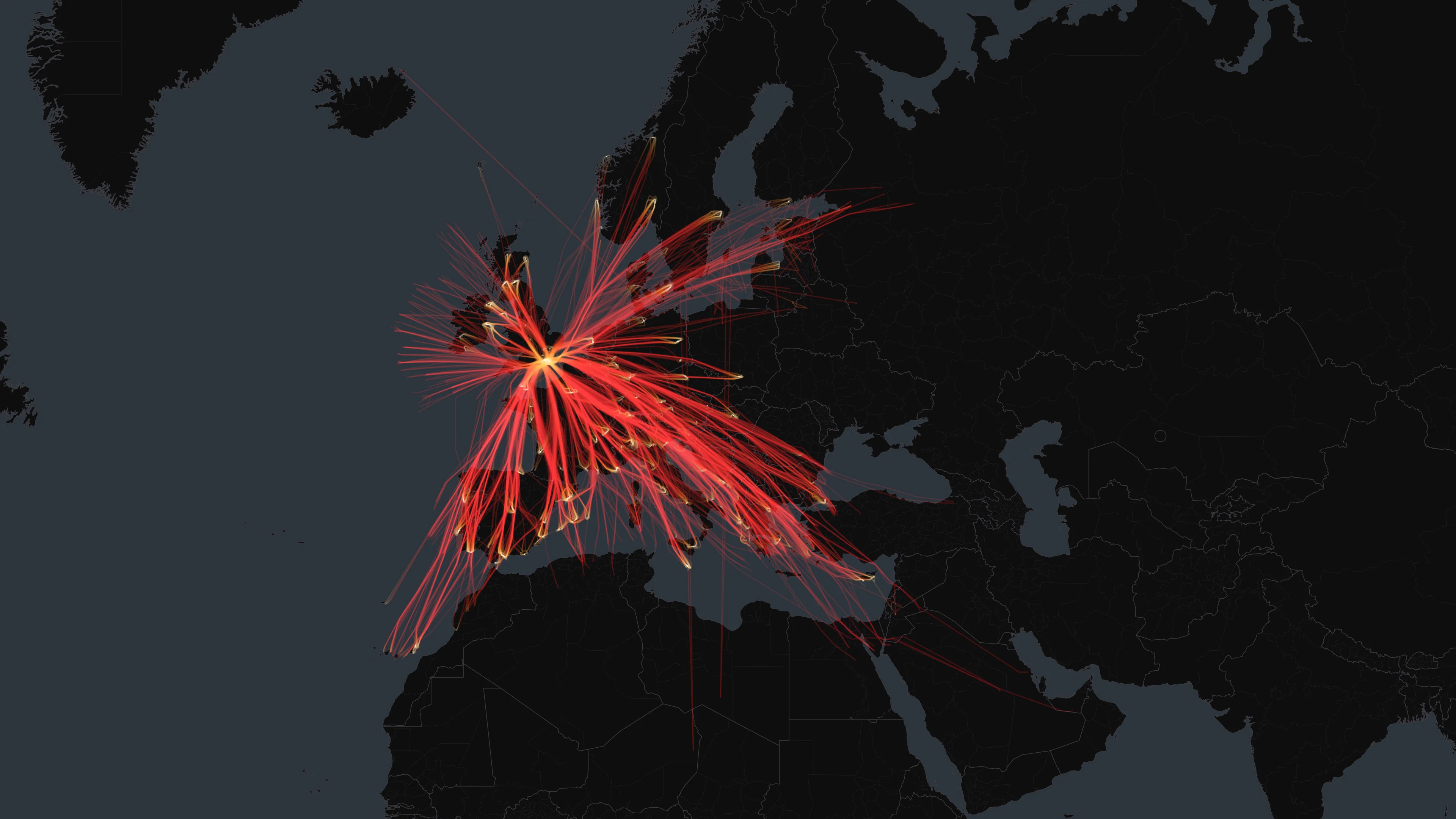 LGW flight trails on a state-border basemap