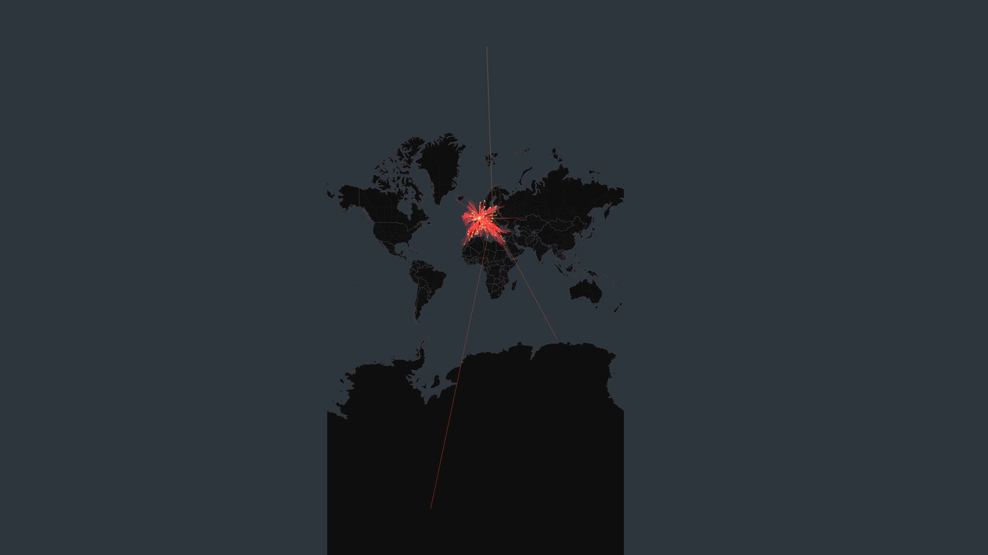 AMS flight trails, drawn from flight data