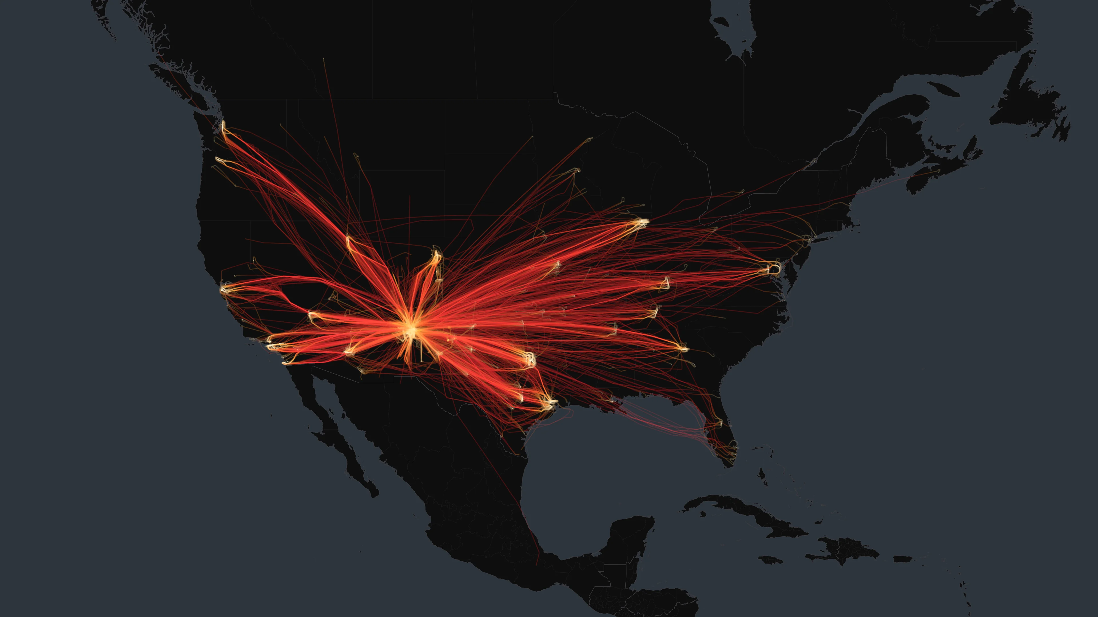 ABQ flight trails, drawn from flight data