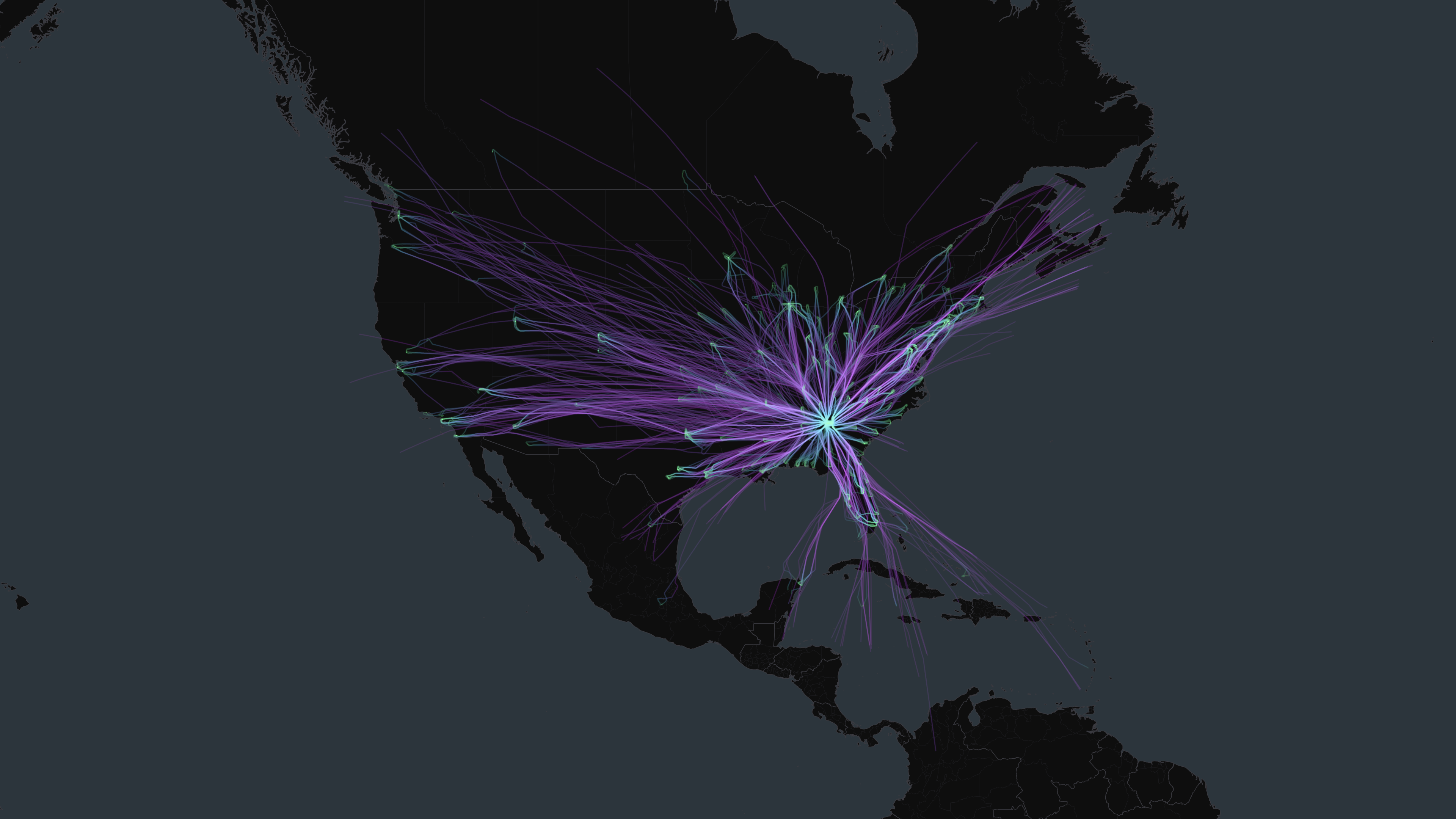 ATL flight trails on a state-border basemap