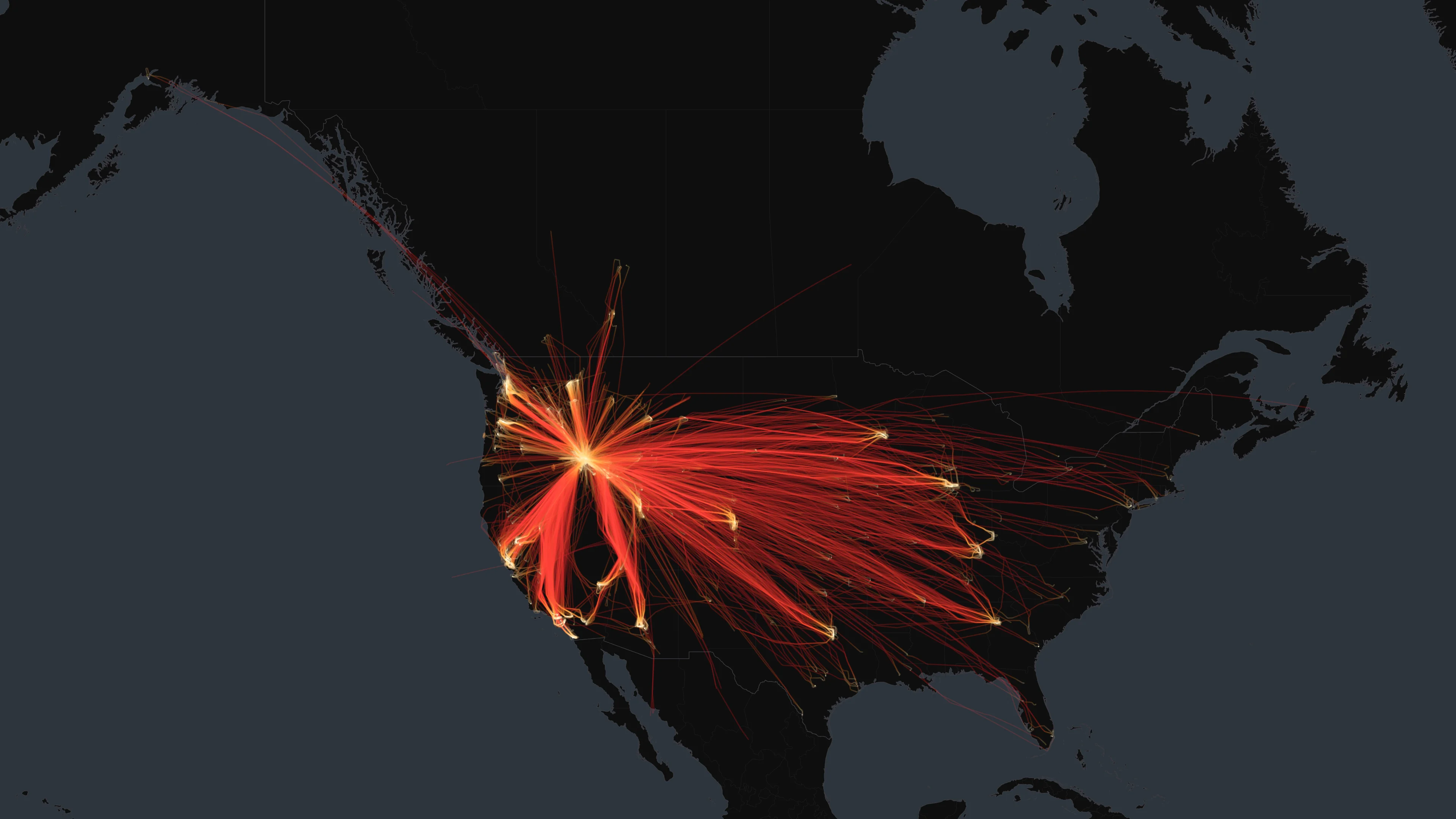 BOI flight trails on a state-border basemap