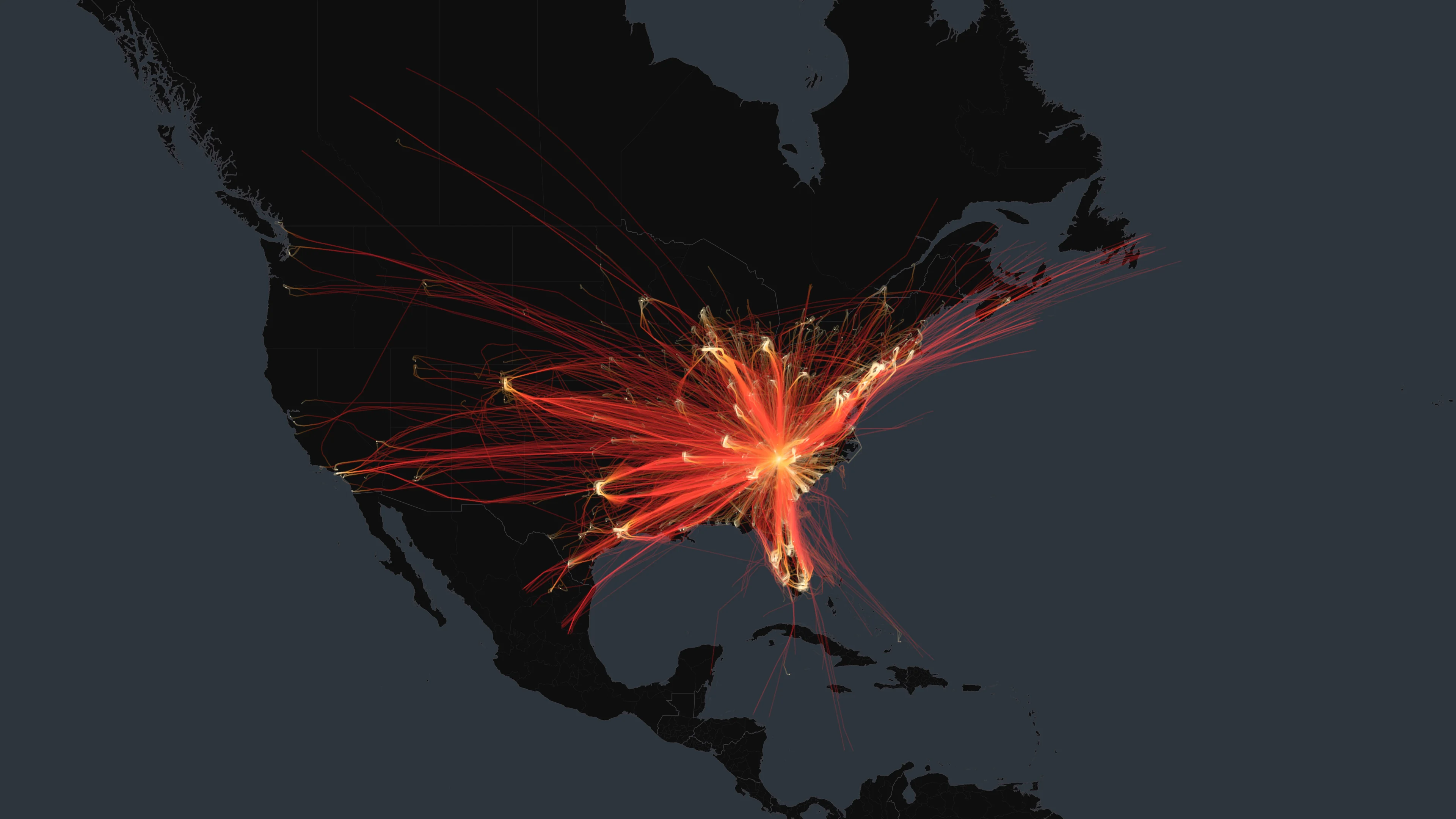GSP flight trails, drawn from flight data