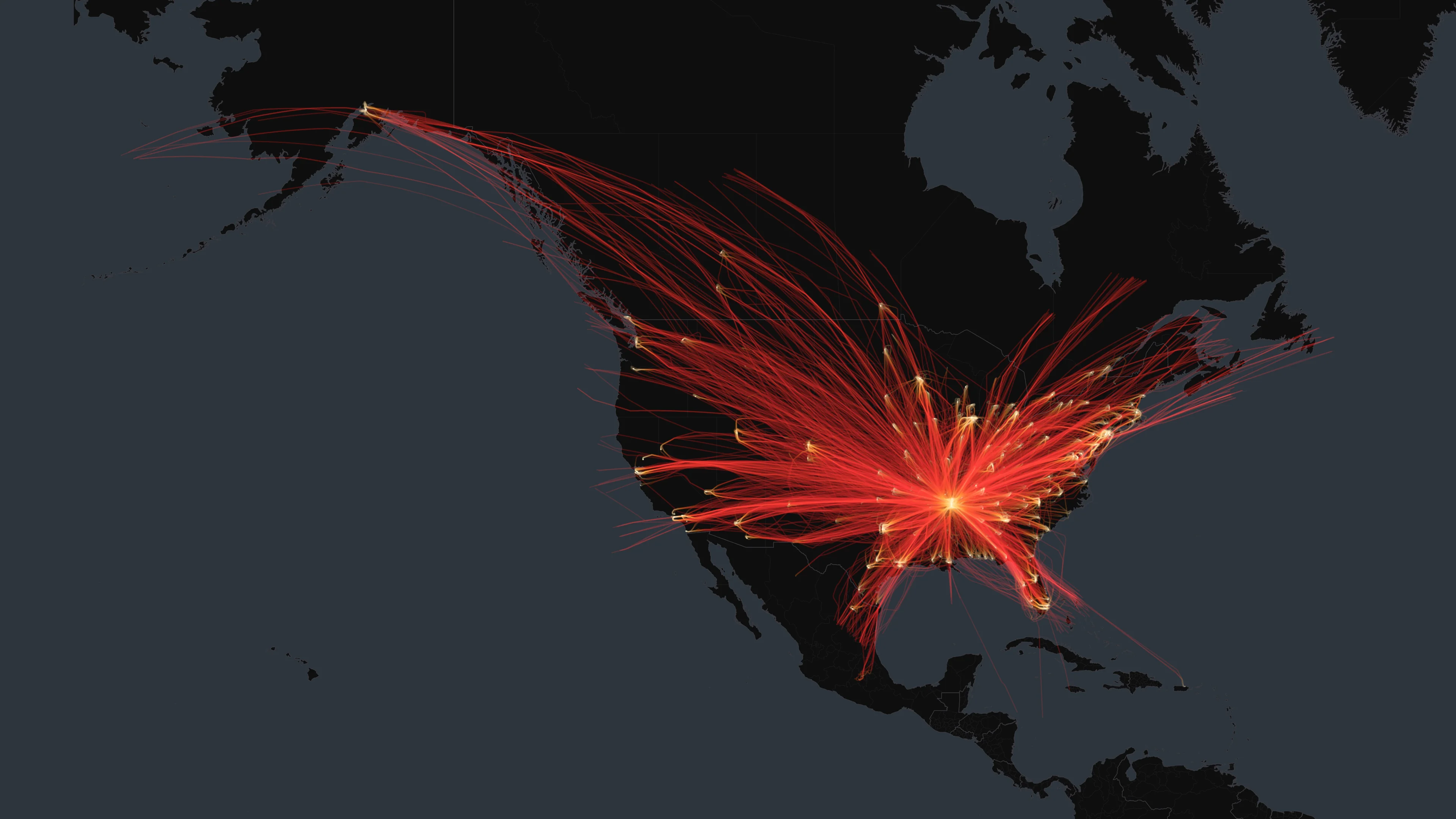 MEM flight trails on a state-border basemap