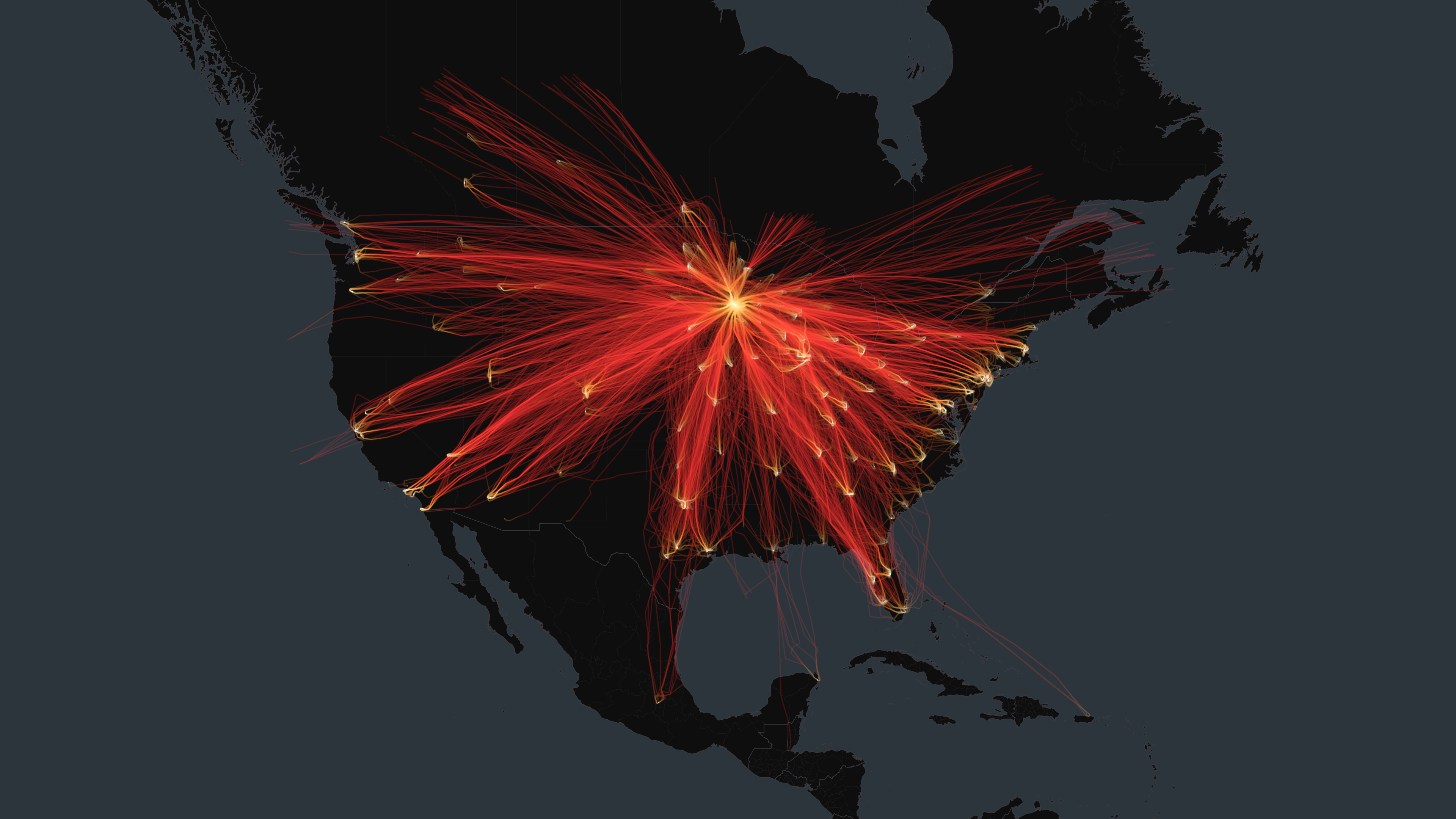 MSP flight trails on a state-border basemap
