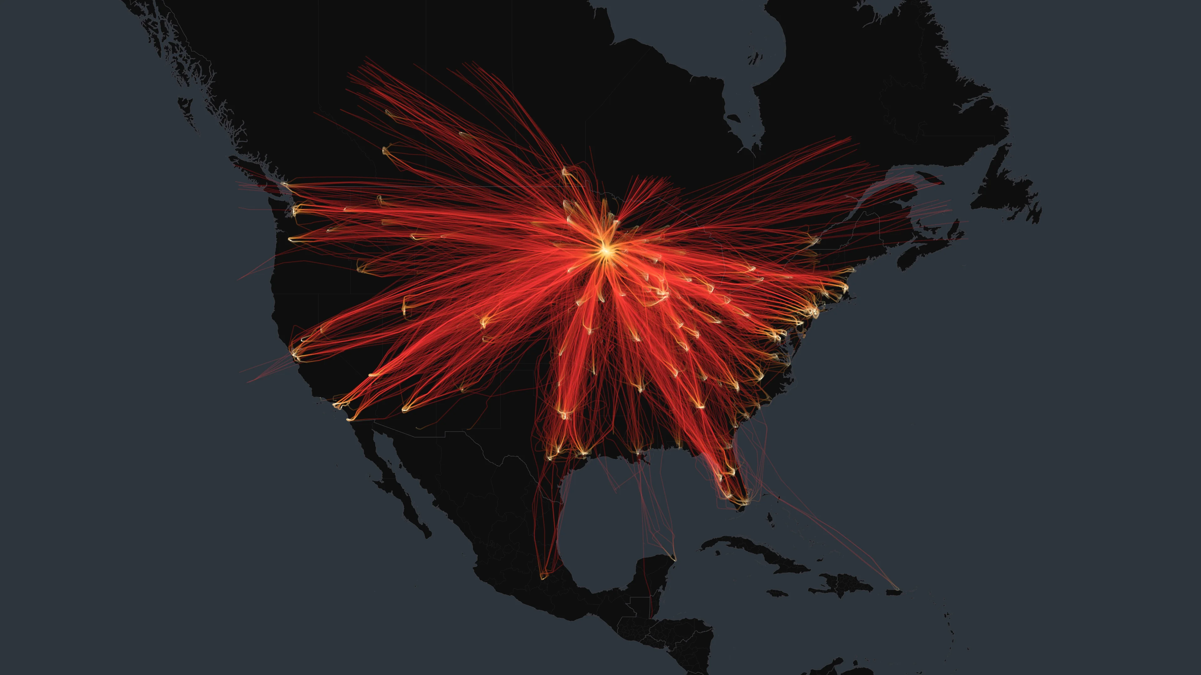 MSP flight trails on a state-border basemap