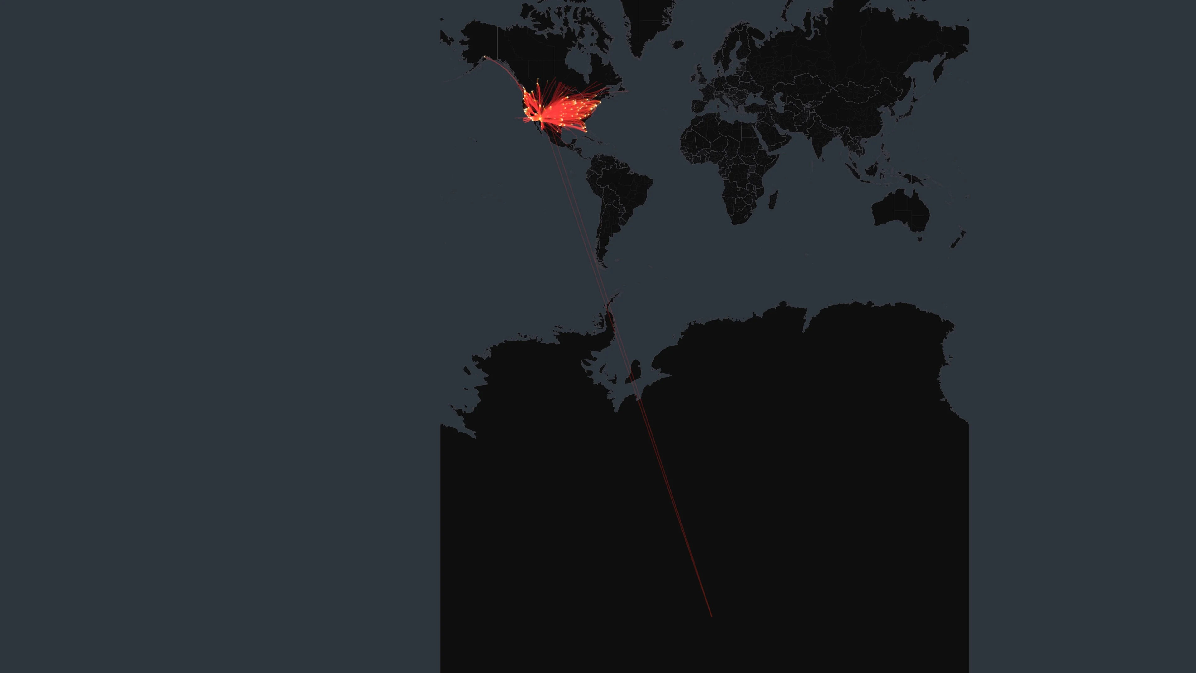 PHX flight trails on a state-border basemap