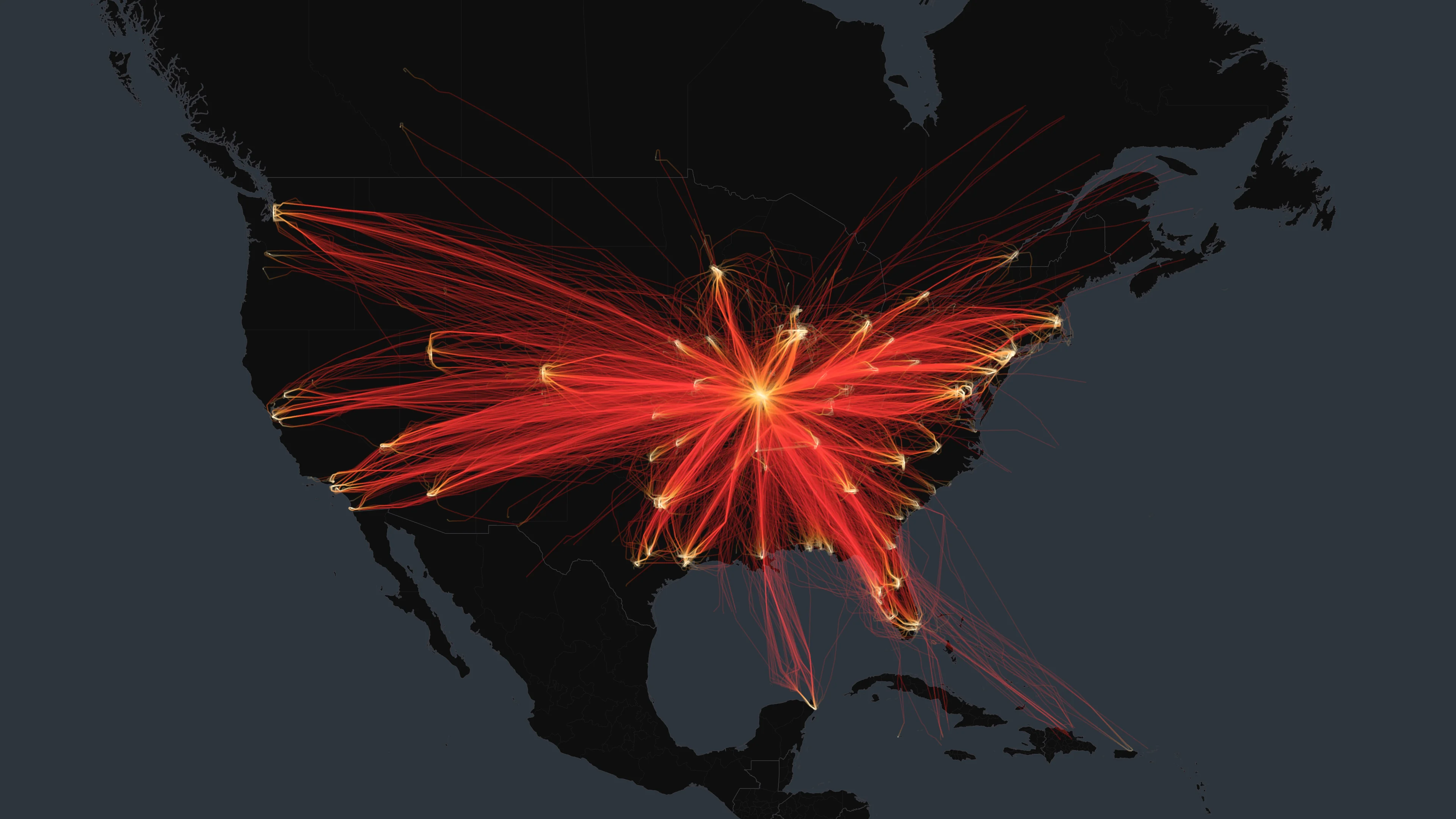 STL flight trails, drawn from flight data
