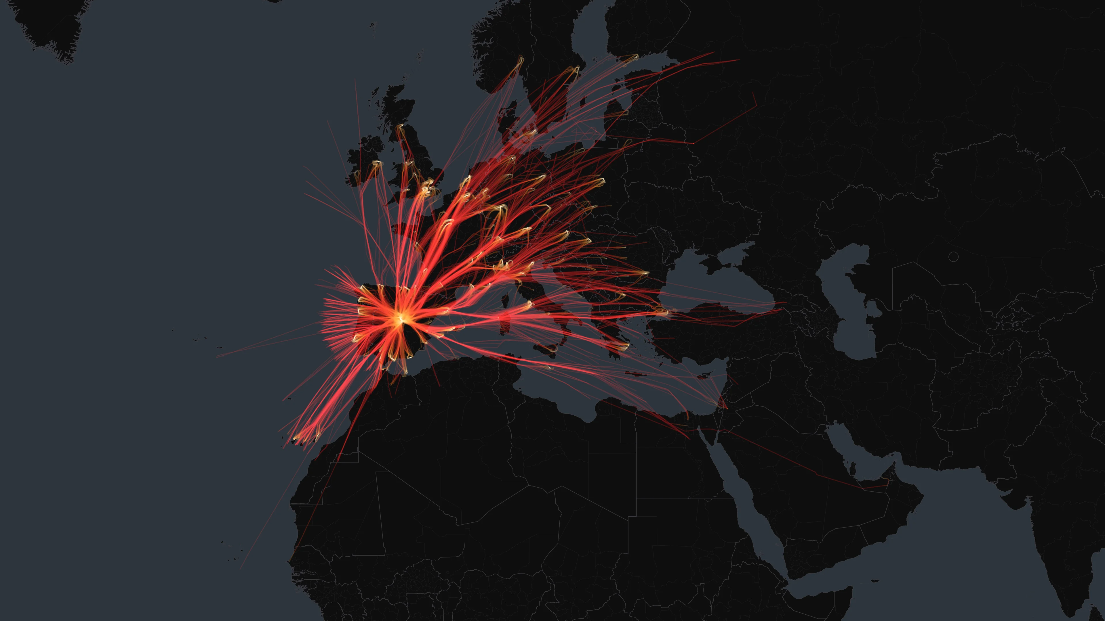 MAD flight trails on a state-border basemap