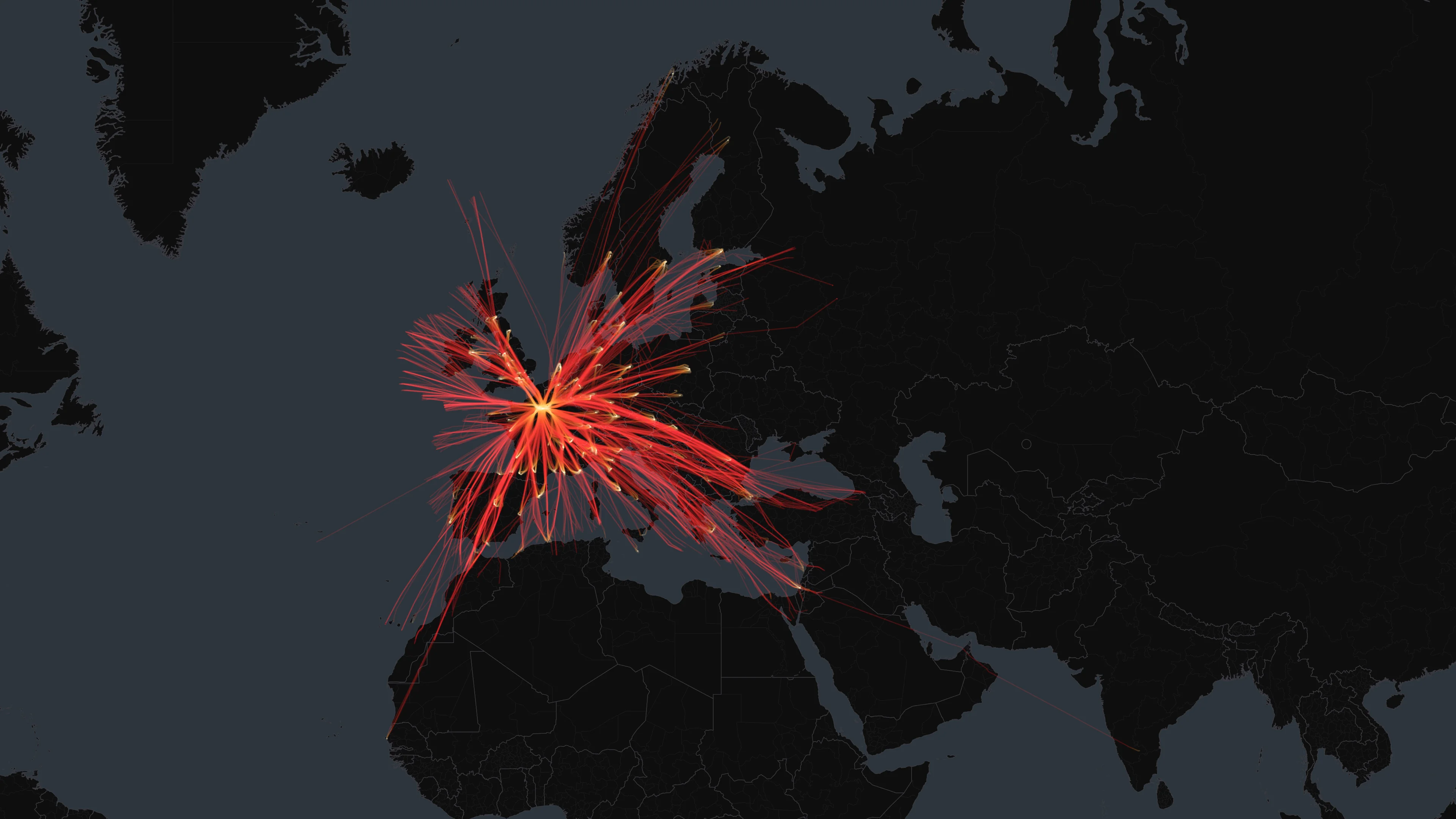 CDG flight trails on a state-border basemap