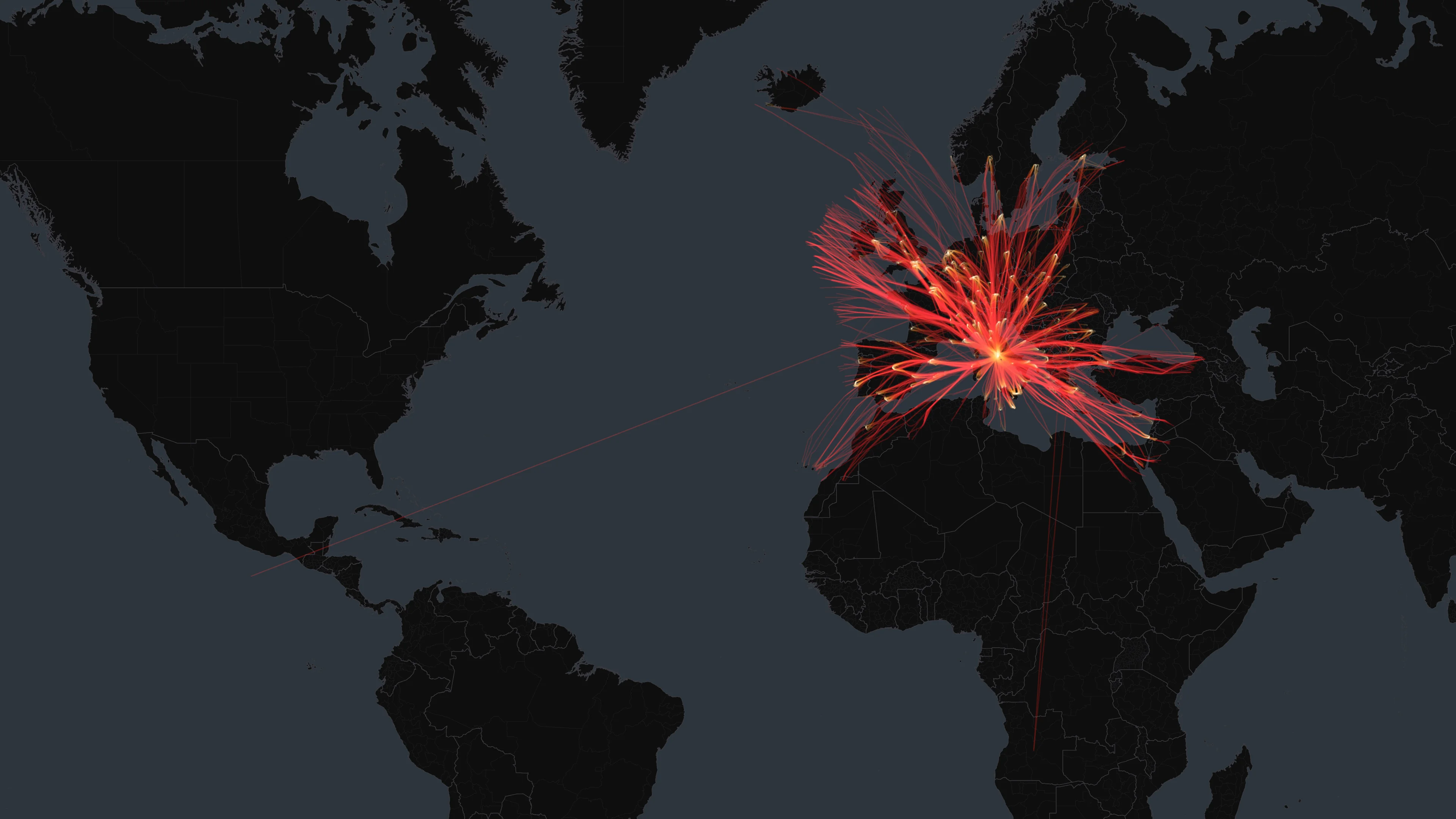 FCO flight trails on a state-border basemap