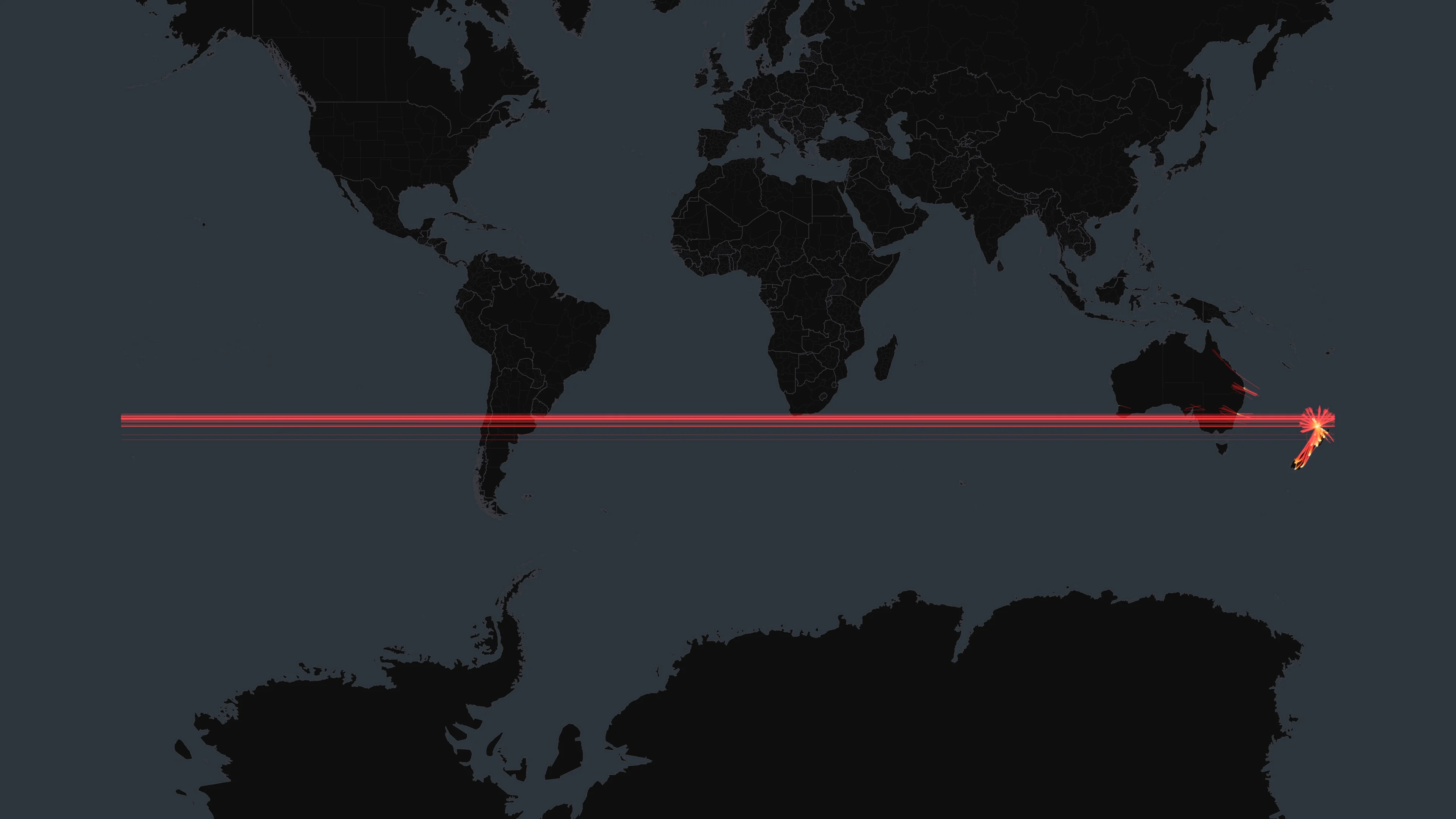 AKL flight trails on a state-border basemap