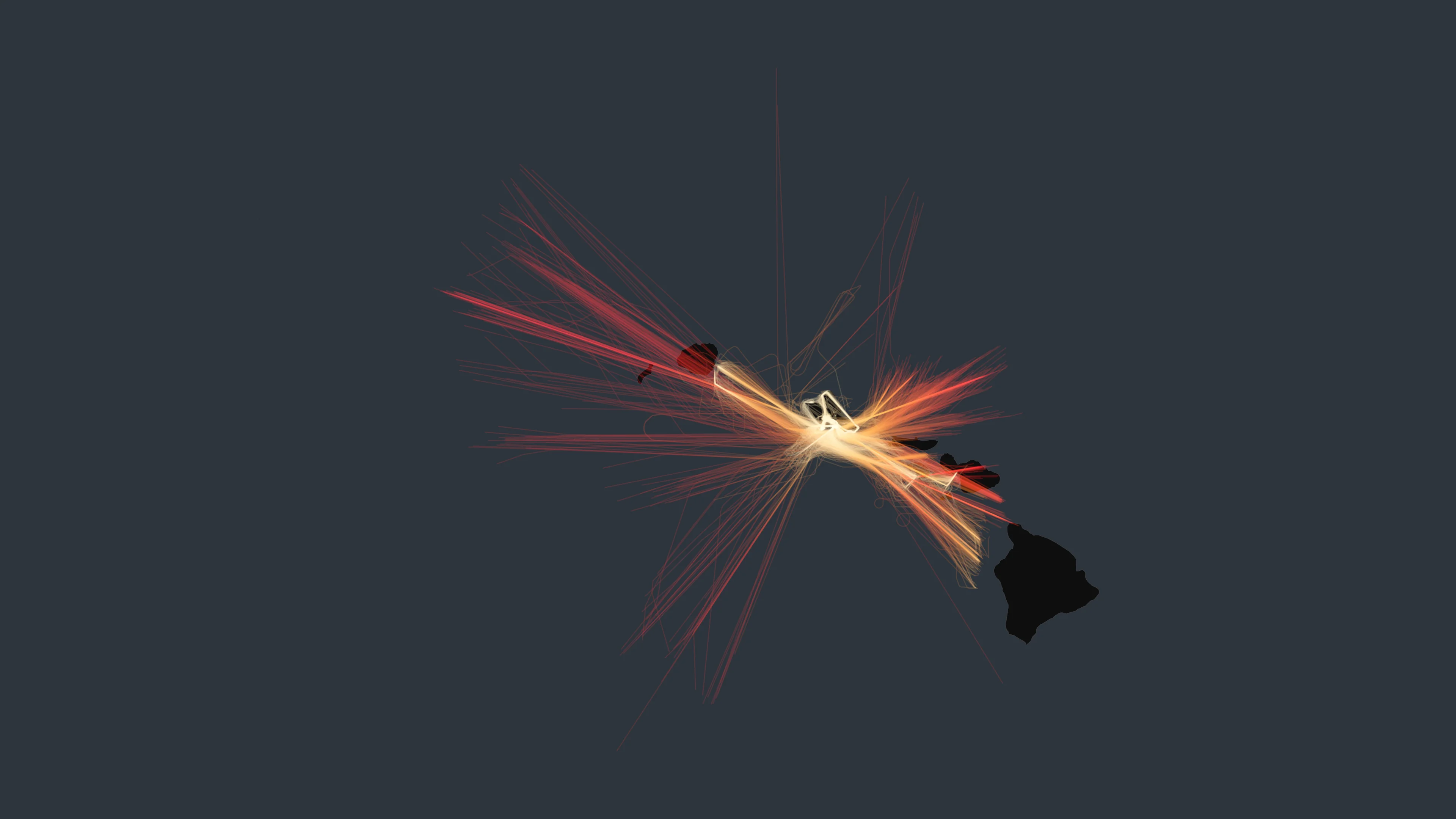 HNL flight trails on a state-border basemap