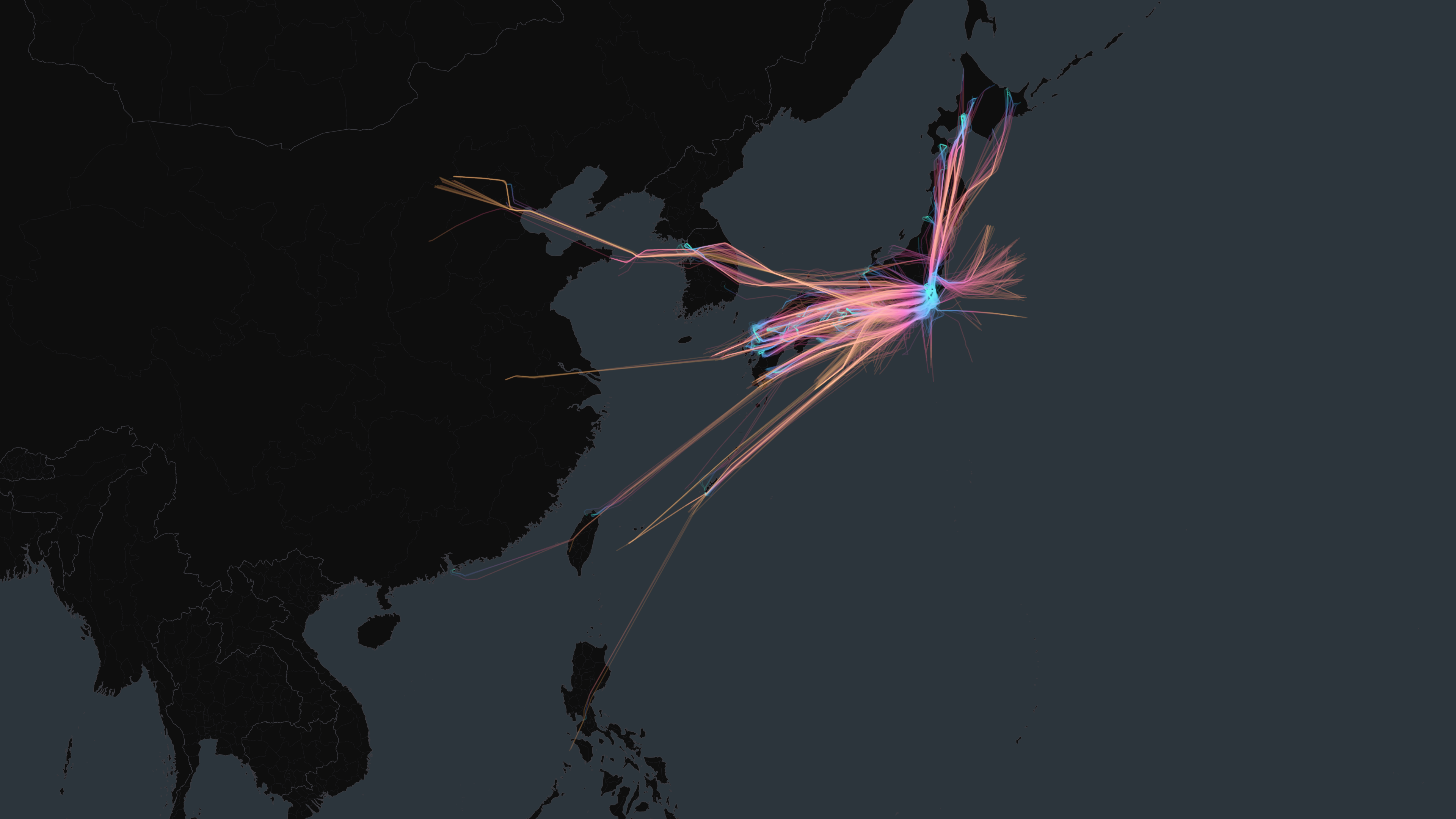 HND flight trails on a state-border basemap